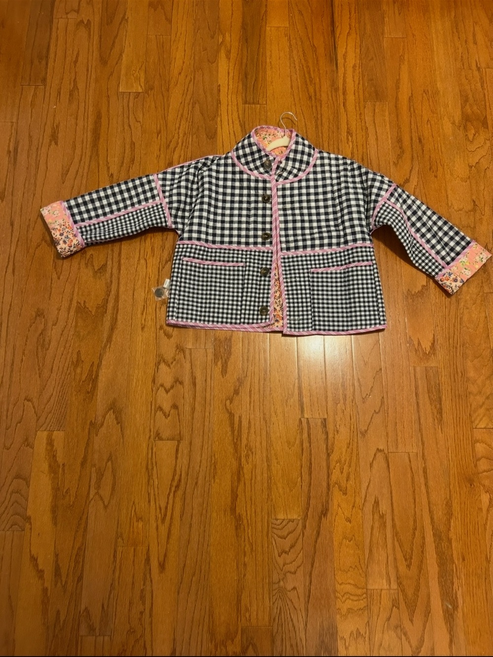 See and Be Seen Reversible Quilted Floral & Gingham Jacket Size Medium NWT - Picture 3 of 9